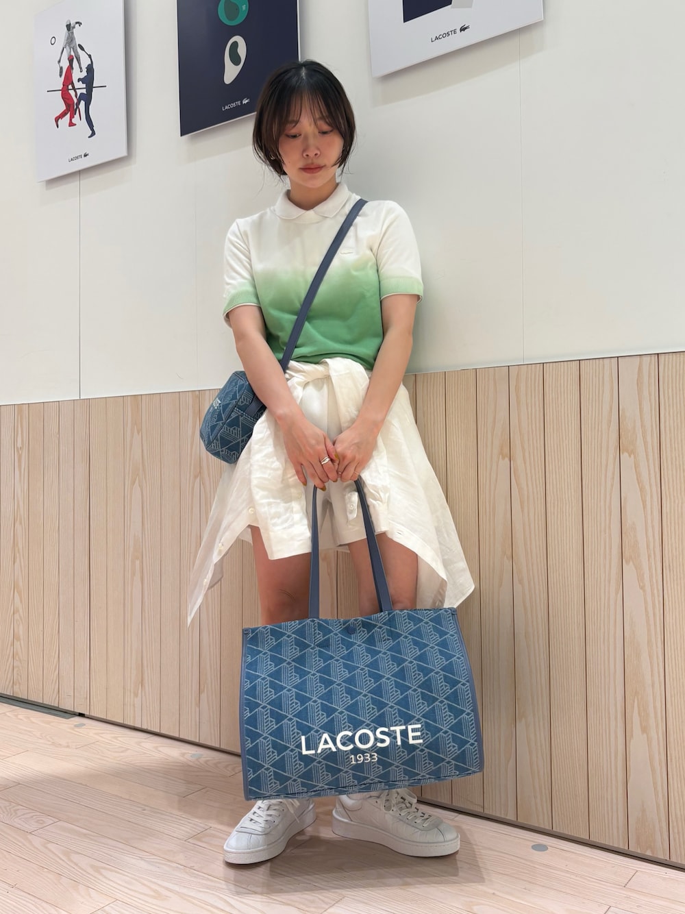 LACOSTE（ラコステ）の「ヘリテージジャカード モノグラムデニムトート