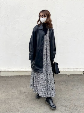 ビアズリー》ツイードフレアワンピースを使った人気ファッション