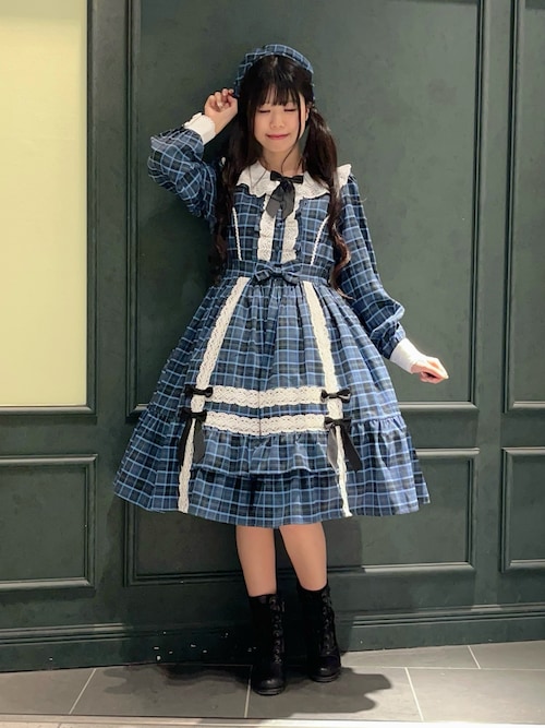 axes femme kawaii タータンチェックワンピース（ブルー）