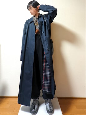 BURBERRYのステンカラーコート（ブルー系）を使ったレディース人気