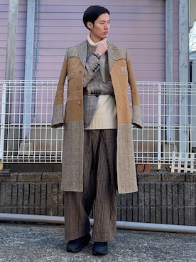 JUNYA WATANABE MANのチェスターコートを使ったメンズ人気ファッション