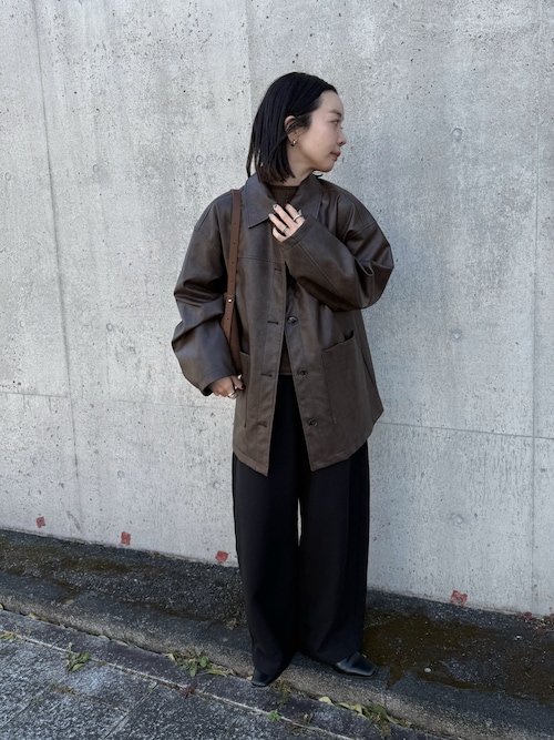 セール】ステンカラーフェイクレザージャケット（ステンカラーコート