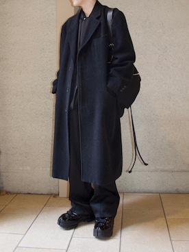 HELMUT LANGのチェスターコートを使ったメンズ人気ファッション