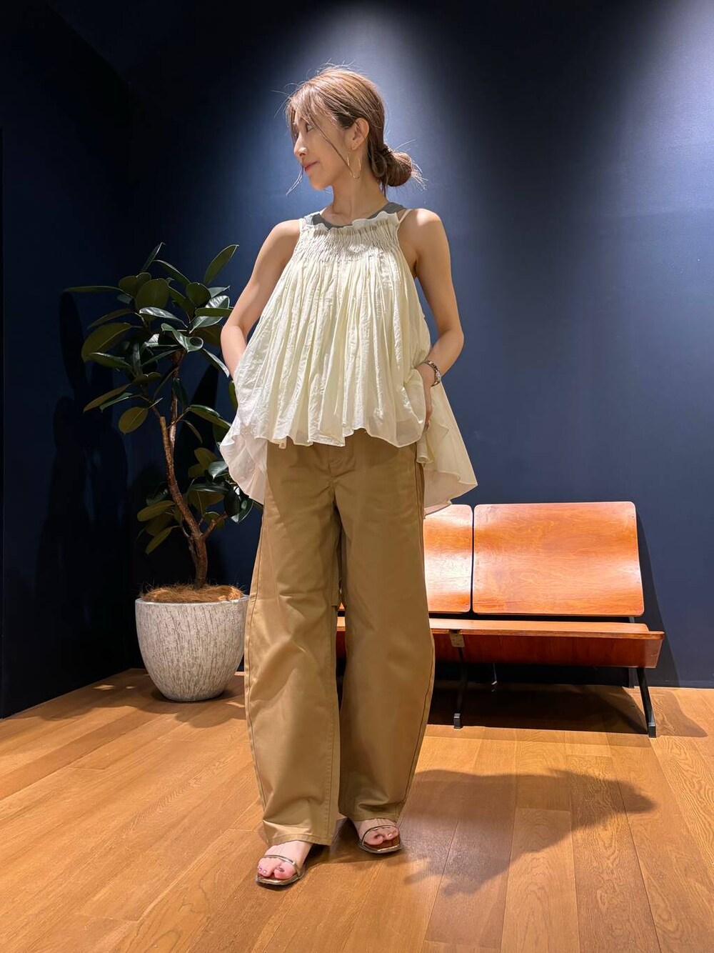 Curensology(カレンソロジー)/コットンシルクギャザーキャミソールを