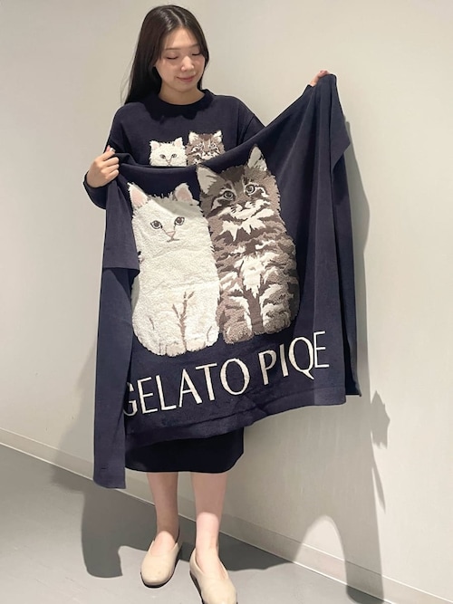 セール】ツインキャットジャガードワンピース（ルームウェア/パジャマ