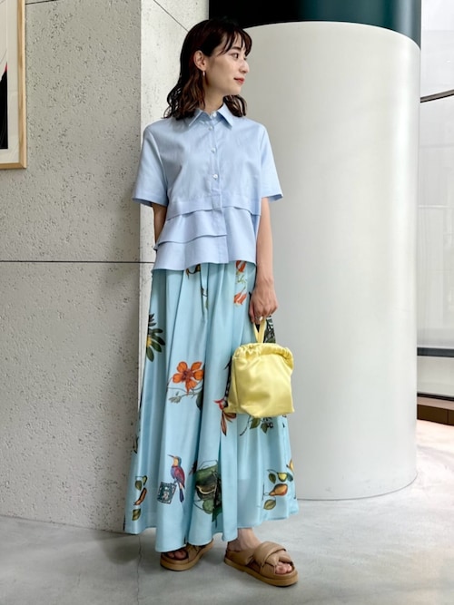 タイプライターダブルクロス アシンメトリックフリルシャツ（シャツ