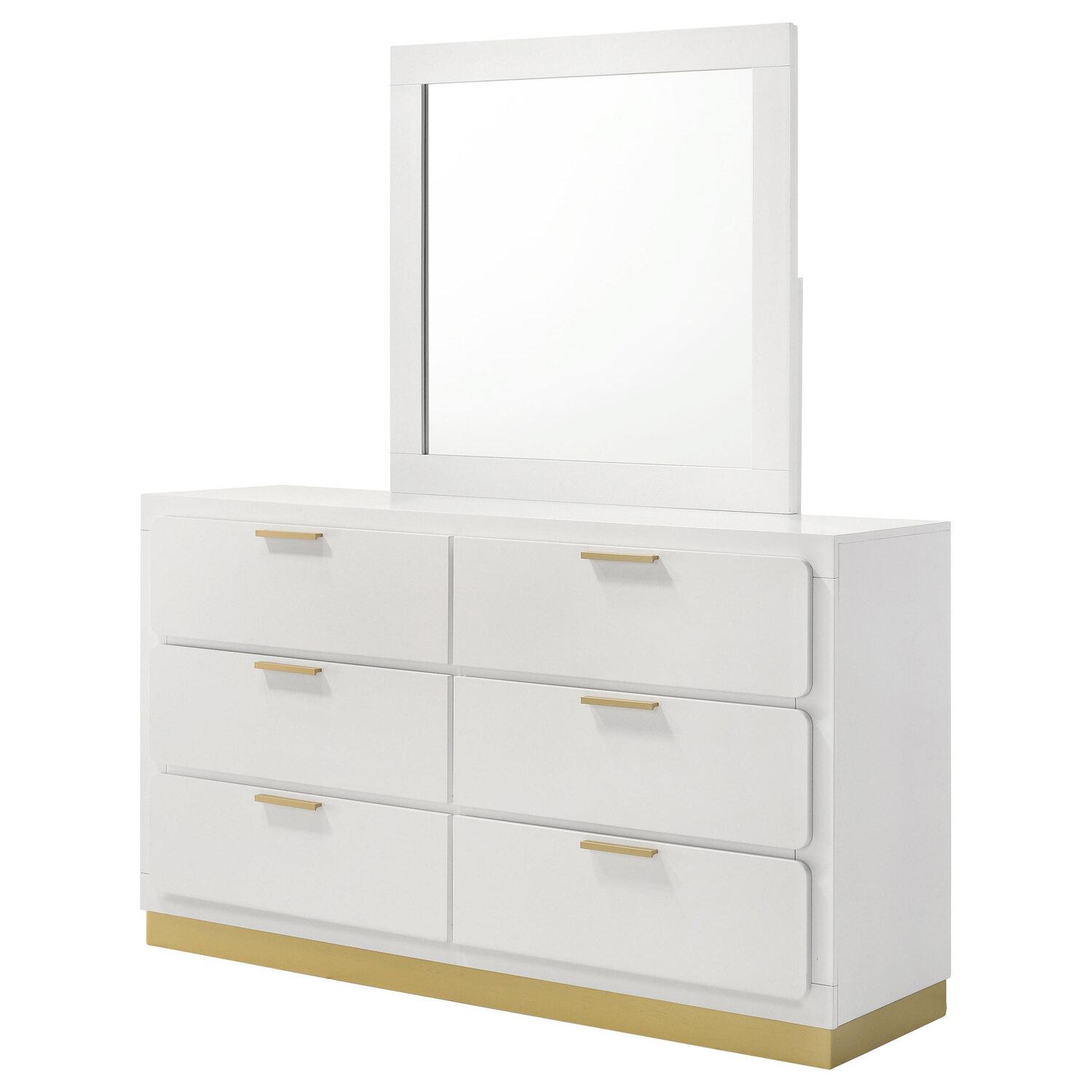 COASTER Caraway 6-drawer Dresser With Mirror White 224773M