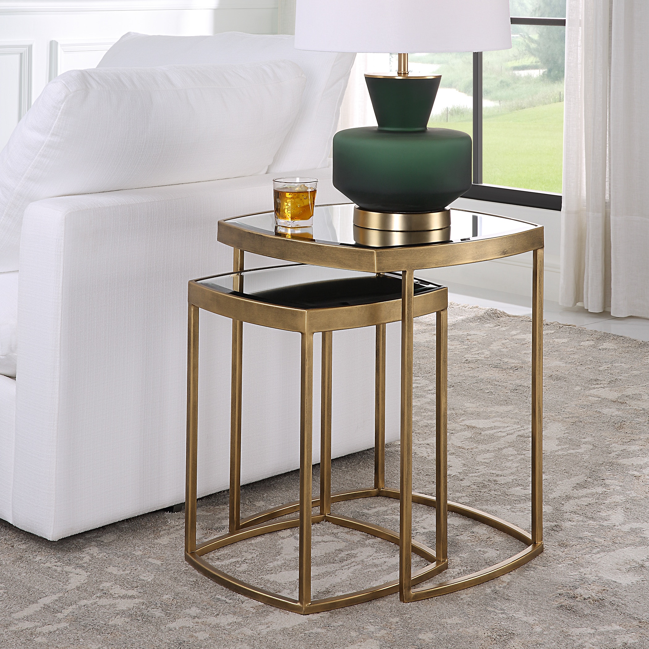 Vista Gold Nesting Tables Set Of 2 UT22957