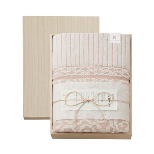 今治謹製 紋織タオル 木箱入り タオルケット1枚 IM10038 ベージュ