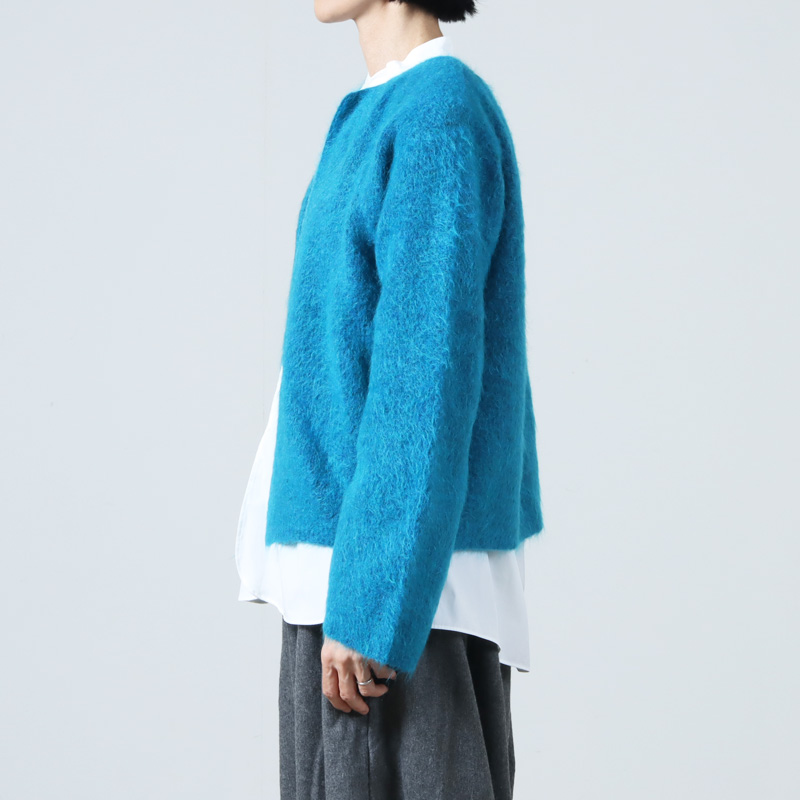 unfil (アンフィル) stretch superkid mohair short cardigan