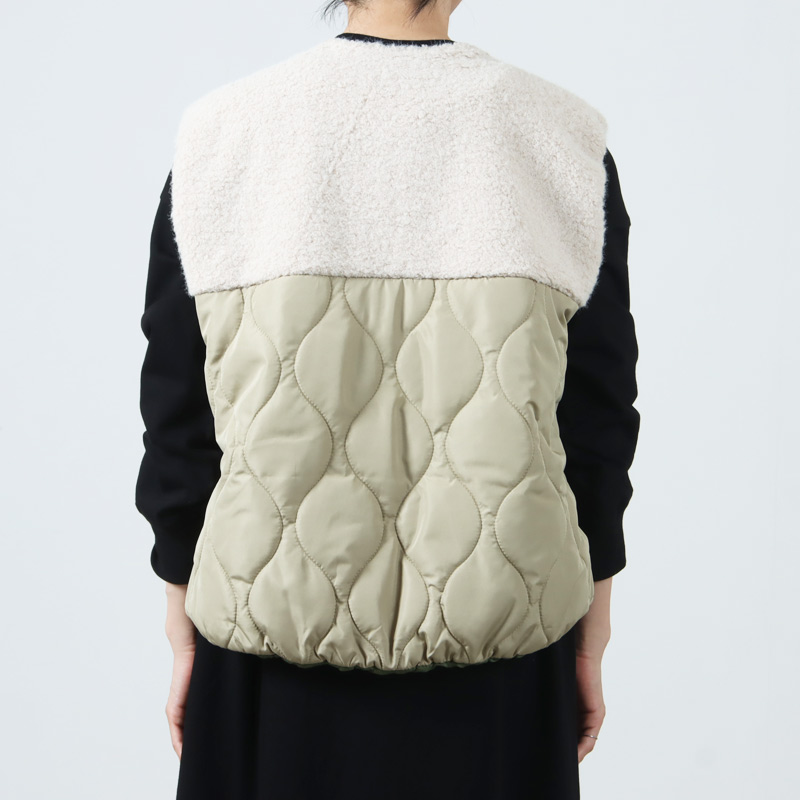blanc basque (ブランバスク) キルティング×ボアショートベスト / ポリ