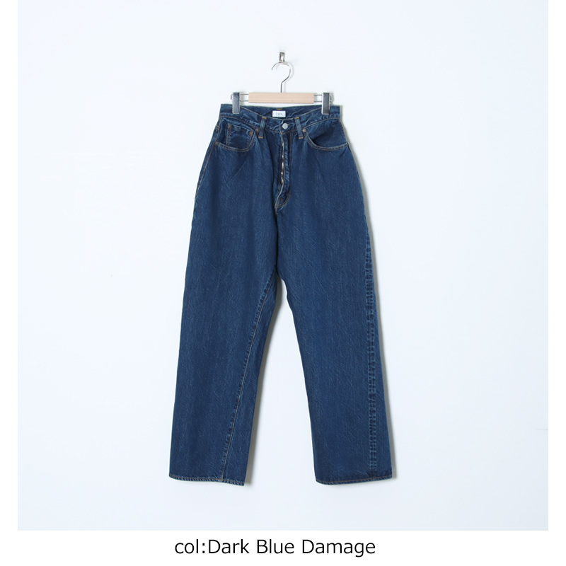 CIOTA (シオタ) High-rise 5 Pocket Pants Dark Blue Damage