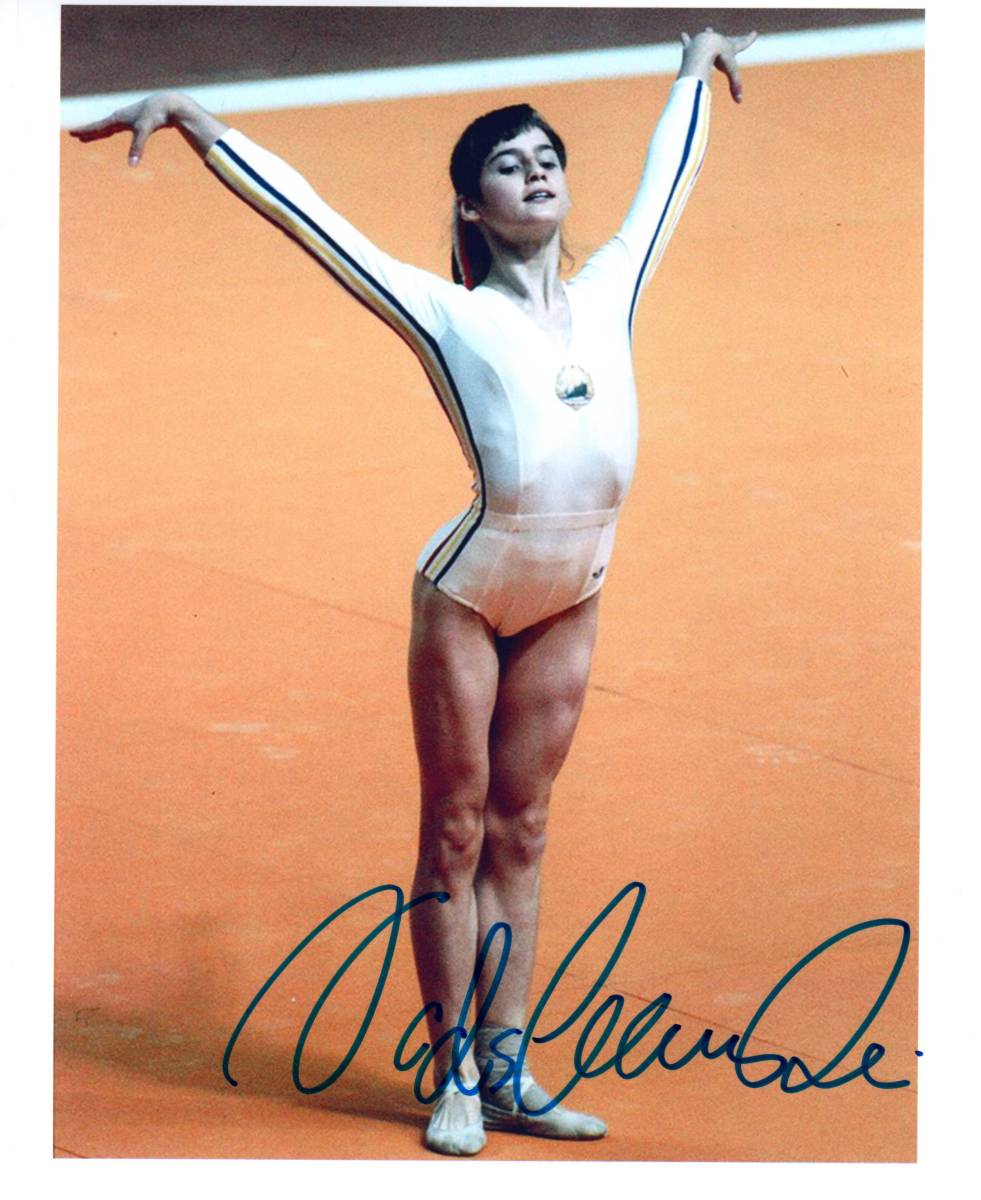 ナディア・コマネチ 直筆サイン入りフォト 女子体操 五輪金メダリスト
