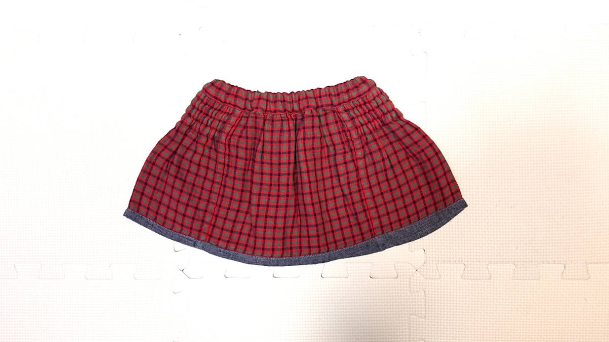 ファミリア＊定番チェック柄 リバーシブル？ スカート 80 familiar