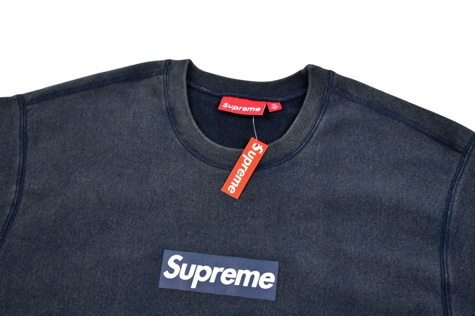 Supreme Washed Box Logo Crewneck | Blue Box