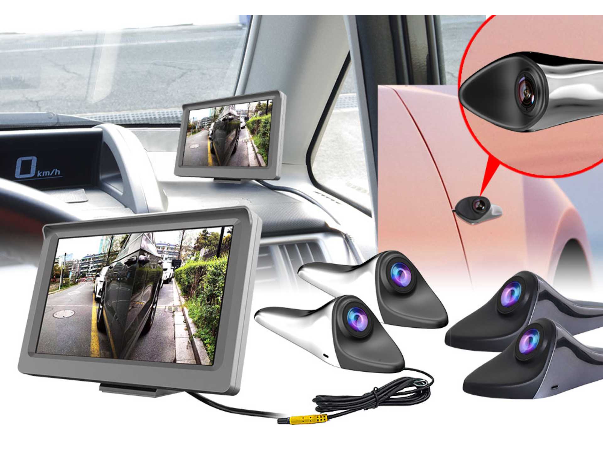 2カメラ同時録画が可能 5インチサイドビューカメラモニターを発売