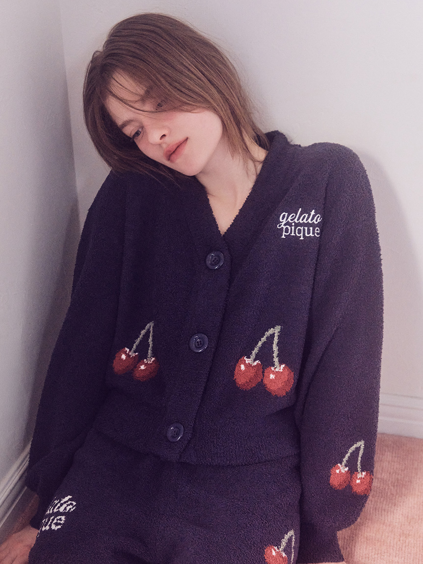 ONLINE限定カラーあり】ベビモコチェリージャガードカーディガン
