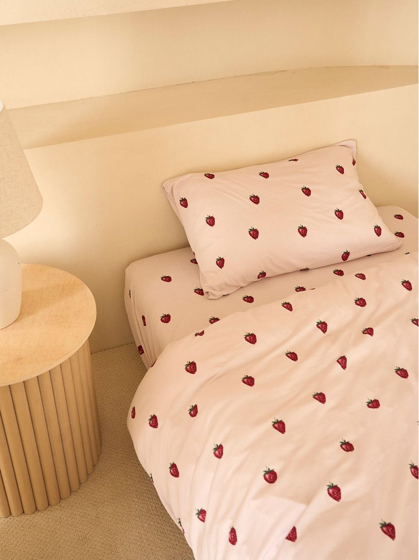 Sleep】ストロベリー柄BOXシーツ（シングル）(ボックスシーツ・敷き
