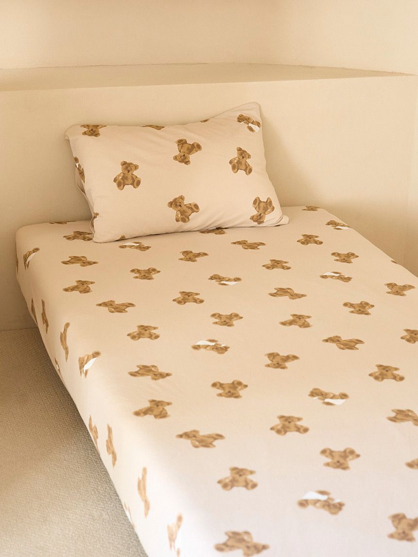 Sleep】ベア柄BOXシーツ（ダブル）(ボックスシーツ・敷きパッド