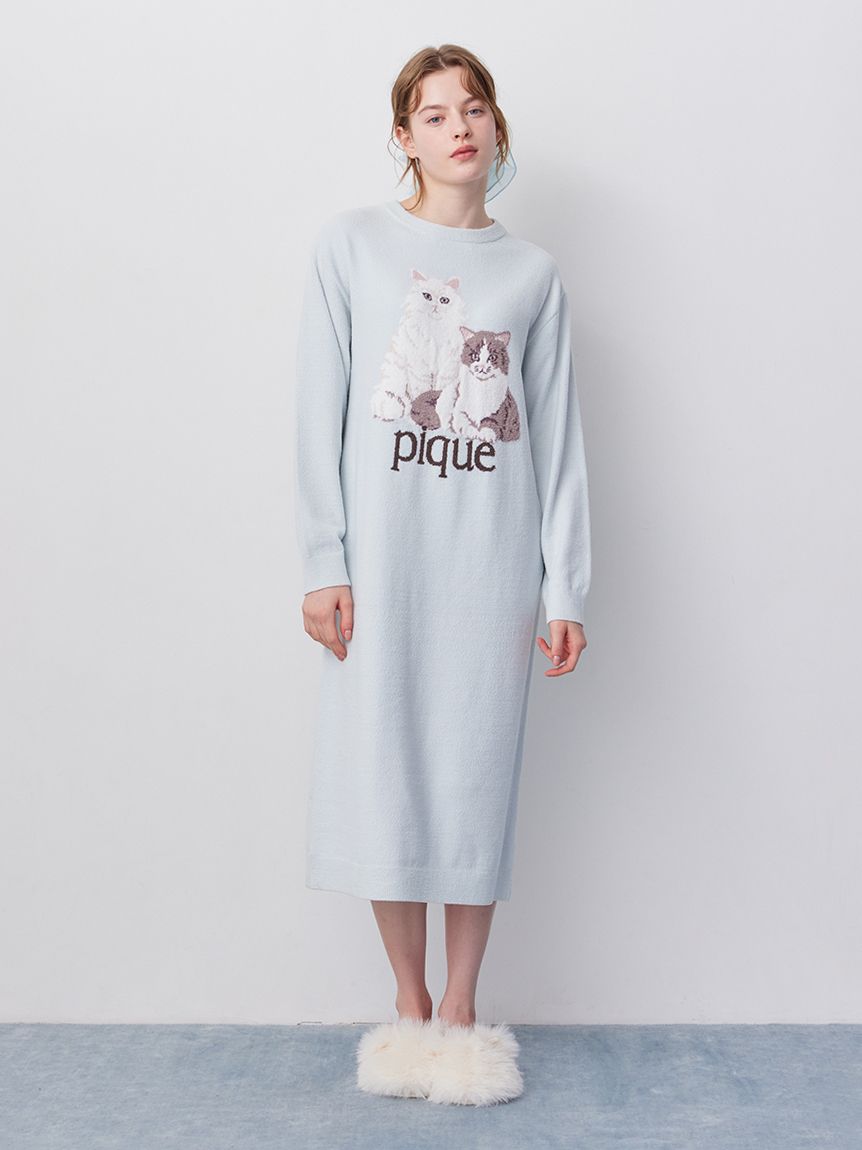 エアリーモコキャットジャガードワンピース(ワンピース)｜ルームウェア