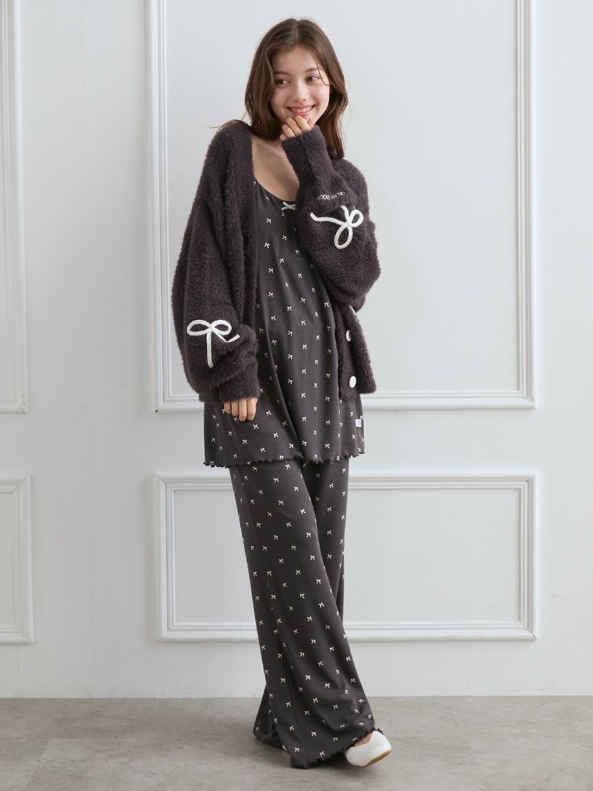 針抜きリボン柄ロングパンツ(ロングパンツ)｜ルームウェア・パジャマ