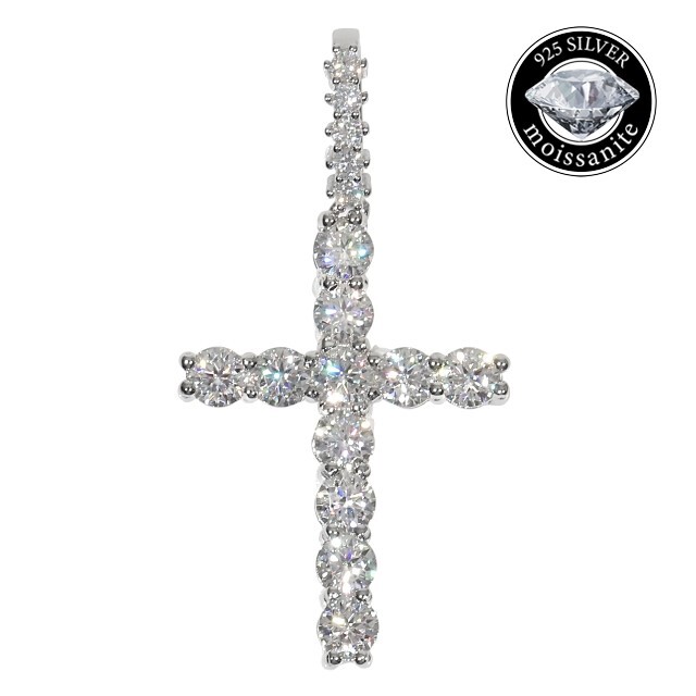 モアサナイト クロスペンダントトップ Moissanite シルバー .925Silver