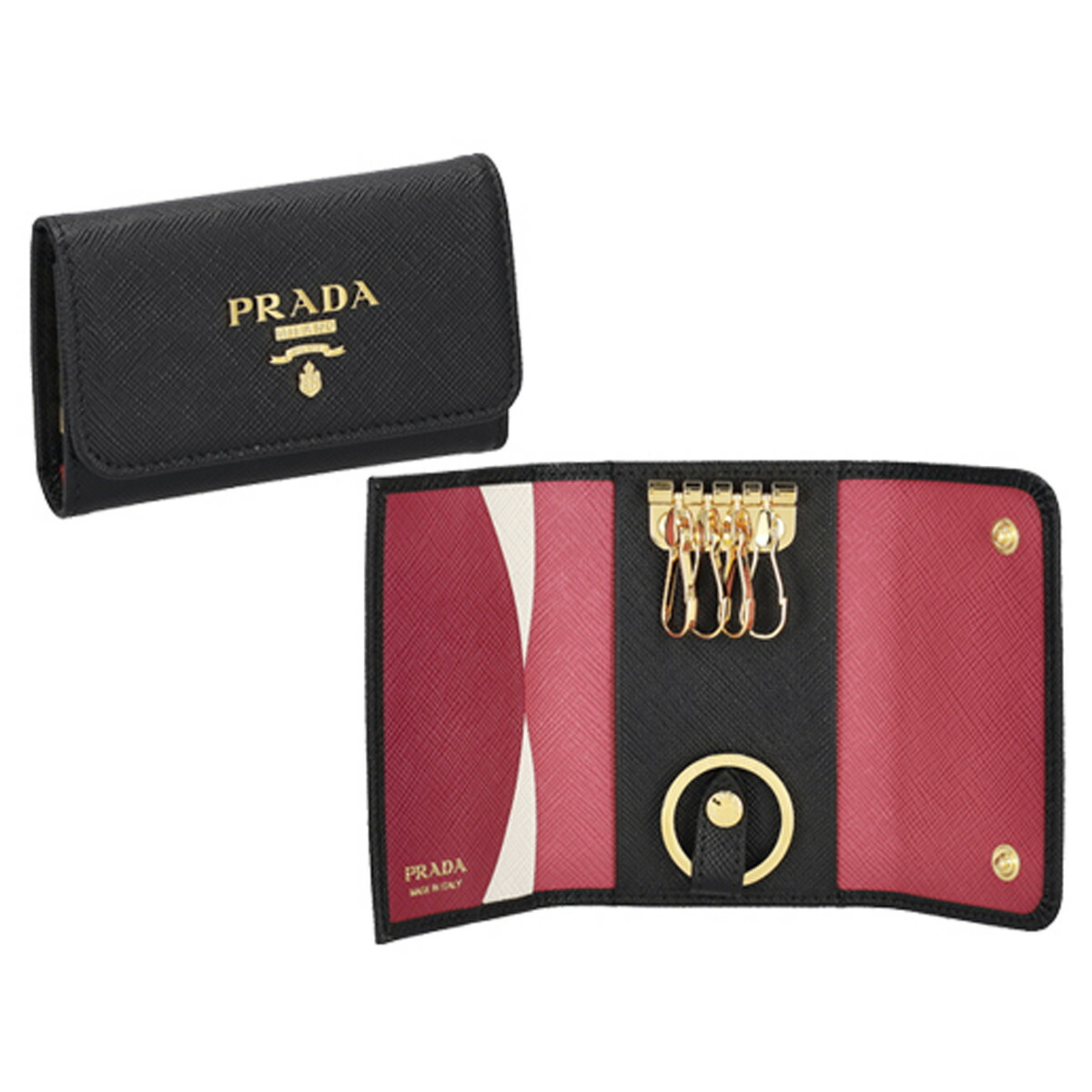 プラダ PRADA キーケース キーリング付き 4連キーケース サフィアーノ