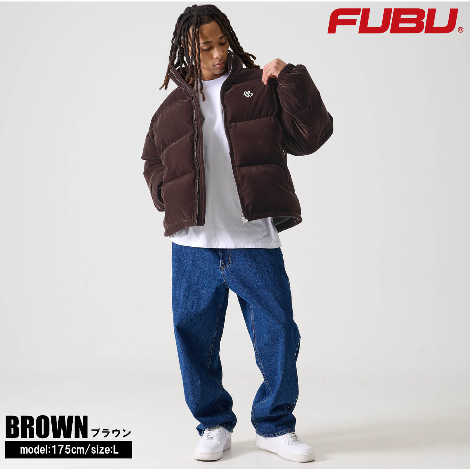 FUBU フブ 中綿ジャケット メンズ ベロア ジャンパー アウター 長袖
