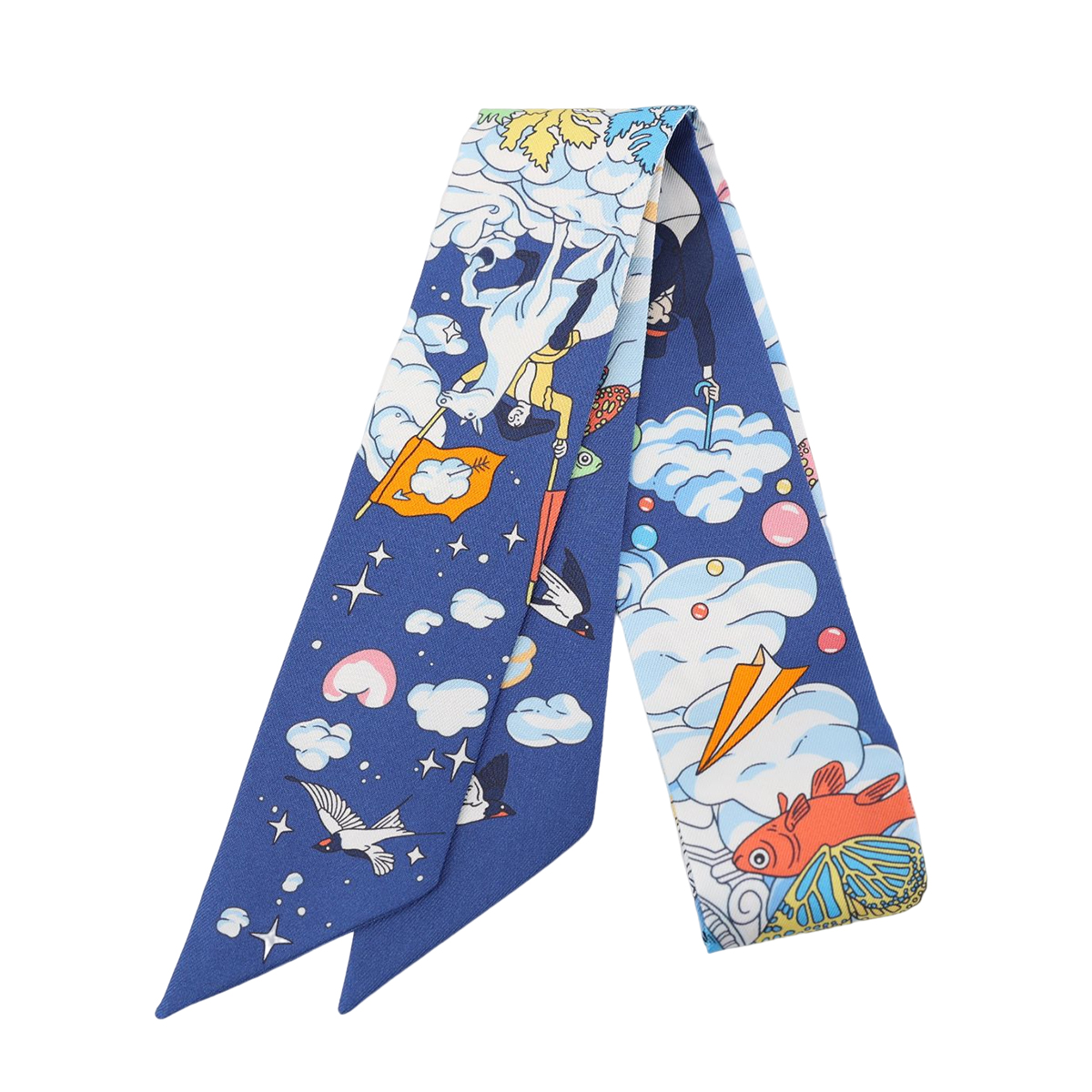 HERMÈS Twilly My Clouds Sur Mon Nuage in Blue Silk - GINZA XIAOMA