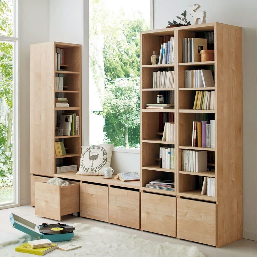 天然木調 段違い棚のブックシェルフ 高さ180cm 通販 - ディノス