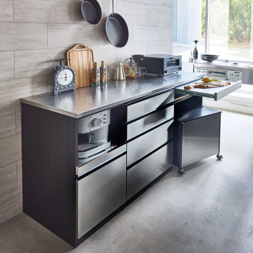 ステンレスバイブレーション仕上げ天板カウンター 幅160cm 通販 - ディノス