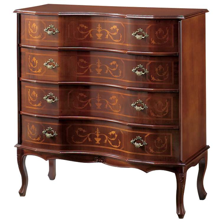 イタリア製 猫脚 象がんシリーズ チェスト4段 幅87cm 通販 - ディノス