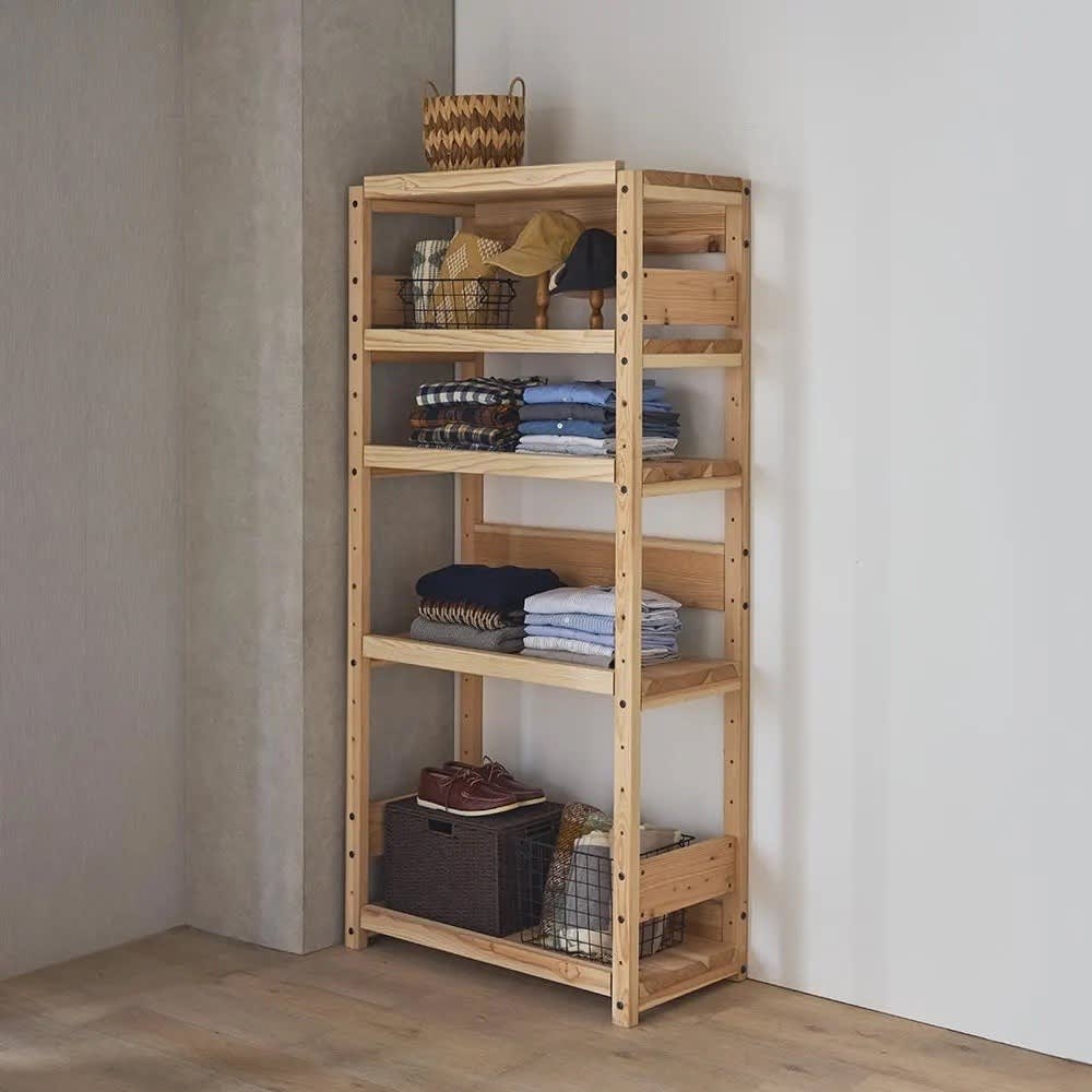 dショッピング |日田杉 天然木頑丈ラック ハイタイプ 幅90cm