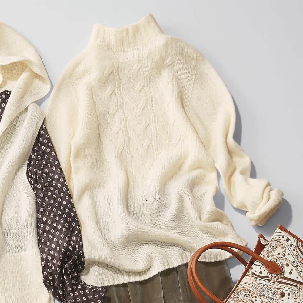 ホールガーメント（R） ウール混ニット ハイネック プルオーバー（日本