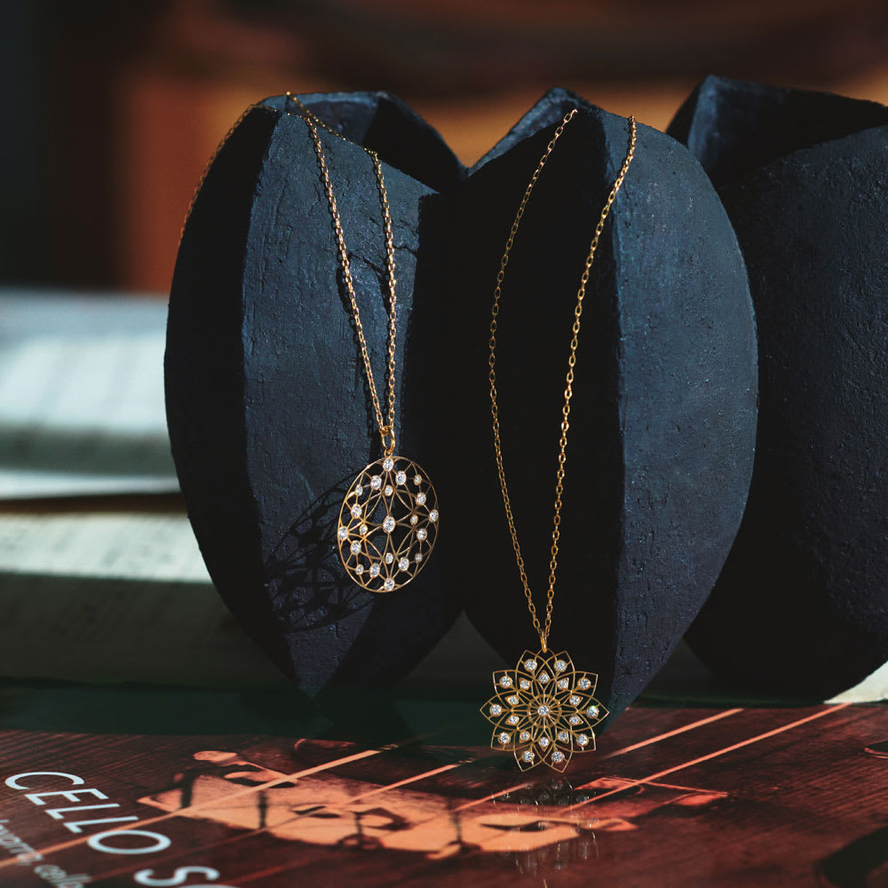 K18 0.37ctダイヤ 透かし柄ペンダント（サークル） 通販 - ディノス