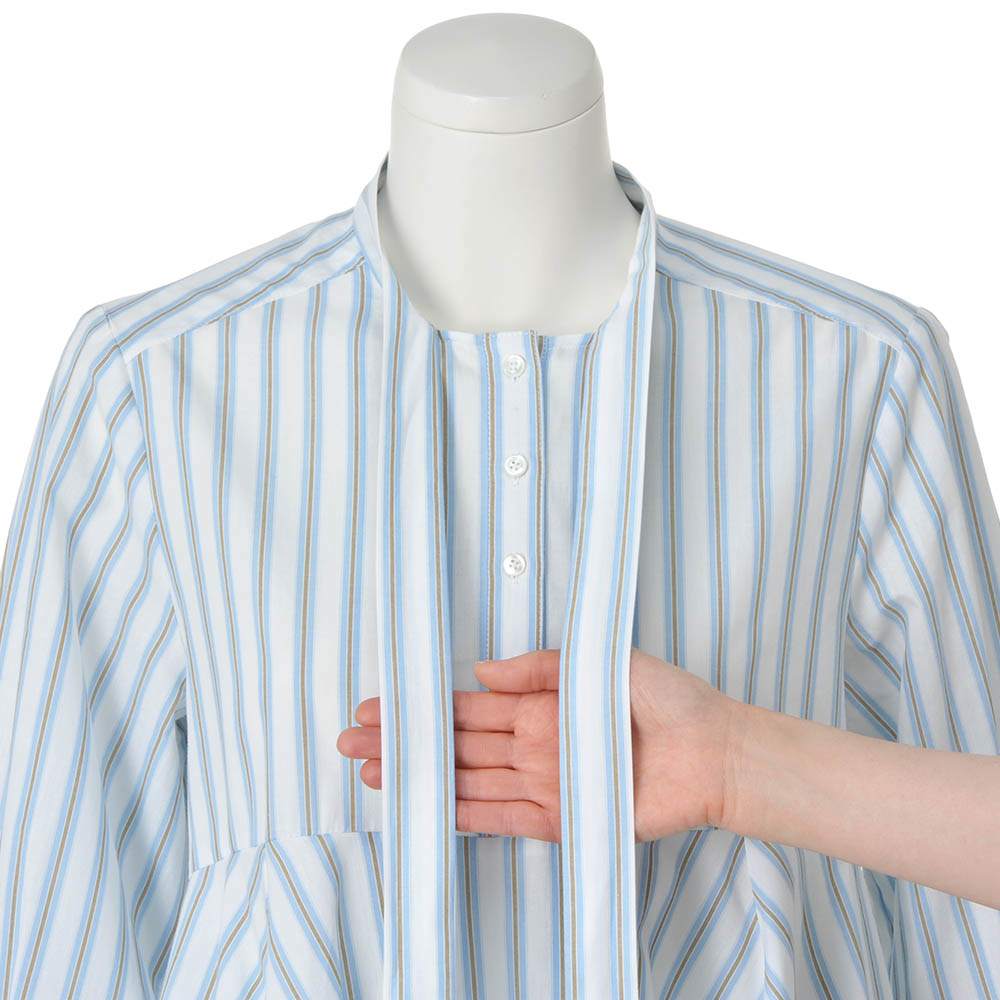 先染めマルチストライプ ボウタイ ブラウス 通販 - ディノス