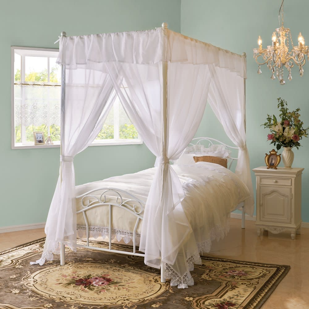 レンタル商品】エレガントプリンセスベッド 天蓋付きシングルベッド