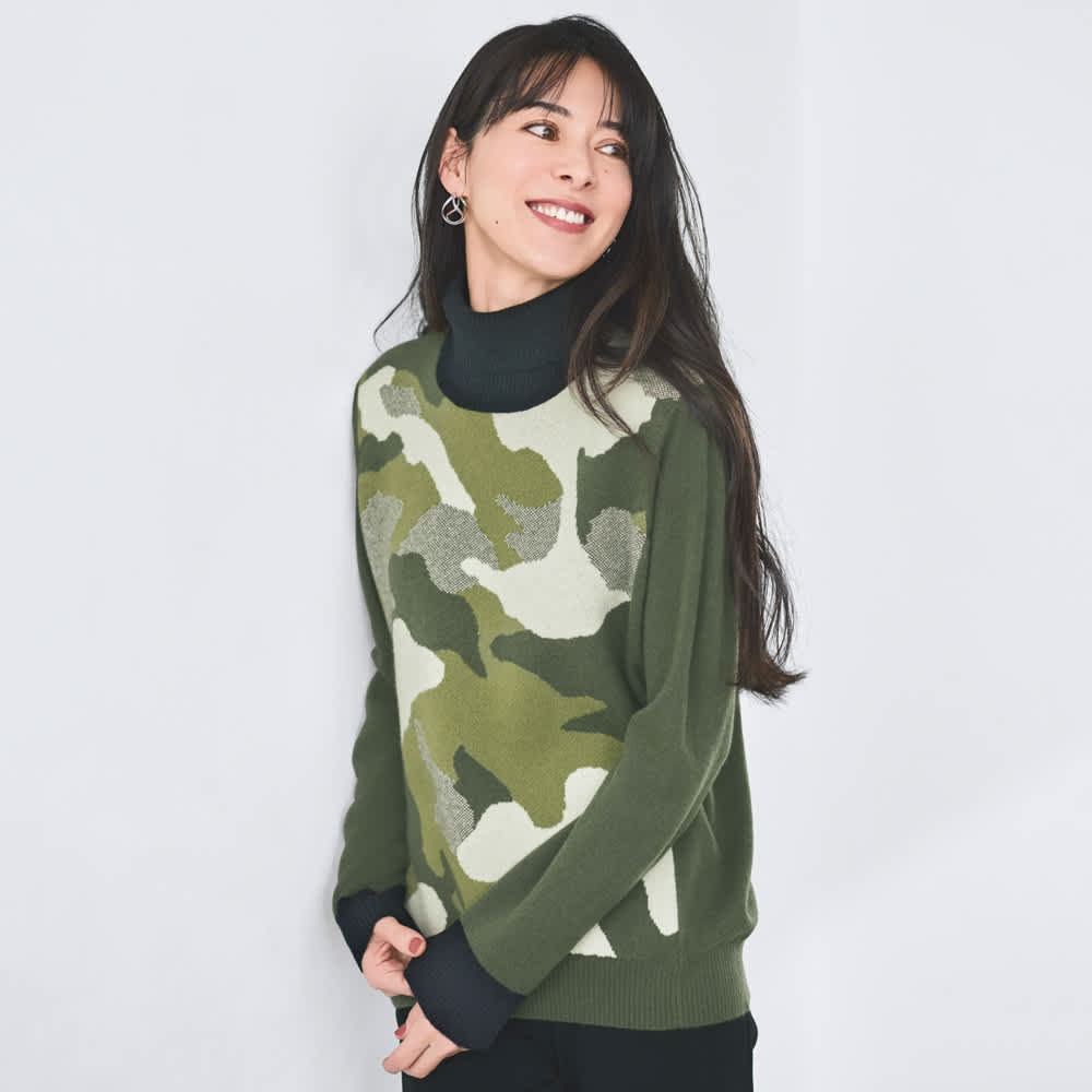 カシミヤニット 迷彩 ジャカード プルオーバー 通販 - ディノス