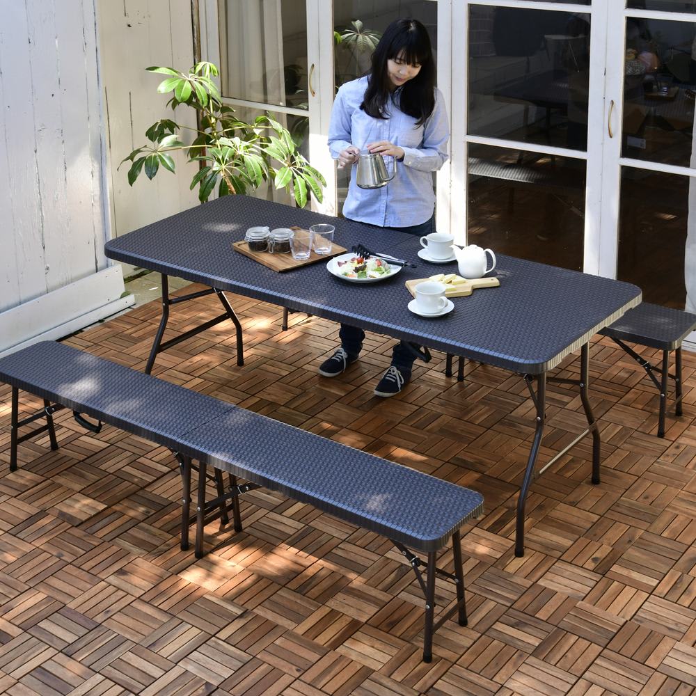 折りたたみ作業台シリーズ ラタン調ベンチ 通販 - ディノス