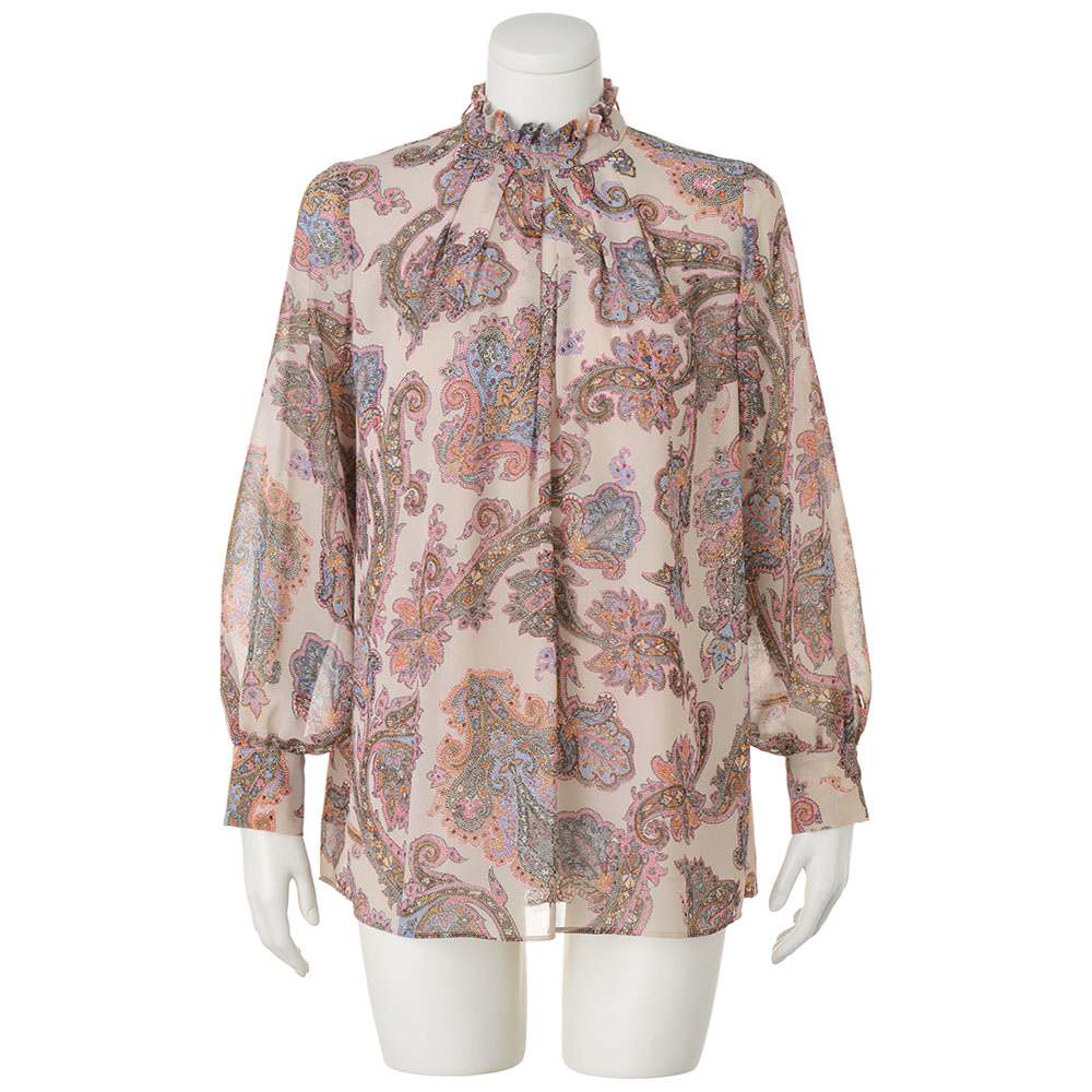 エリカ社 ペイズリー柄 シフォン ボウタイブラウス 通販 - ディノス