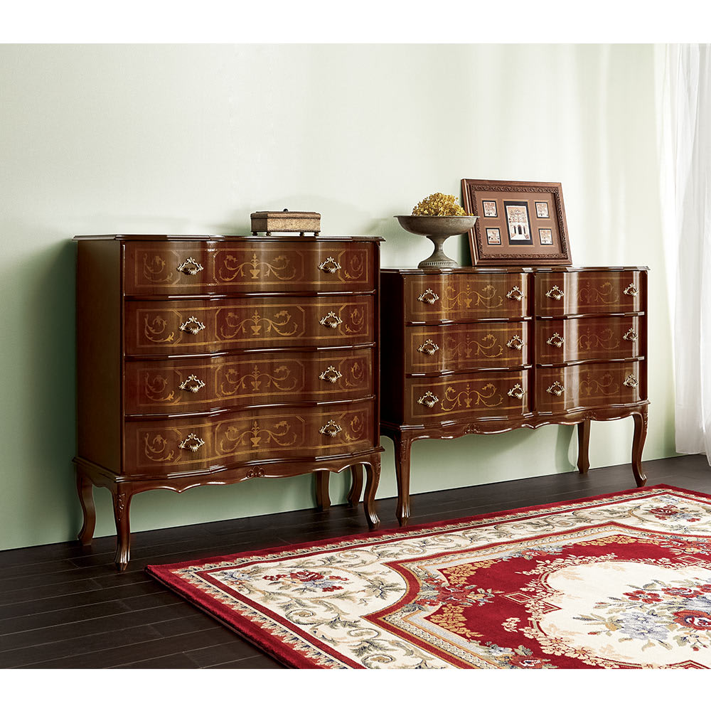 イタリア製 猫脚 象がんシリーズ チェスト4段 幅87cm 通販 - ディノス