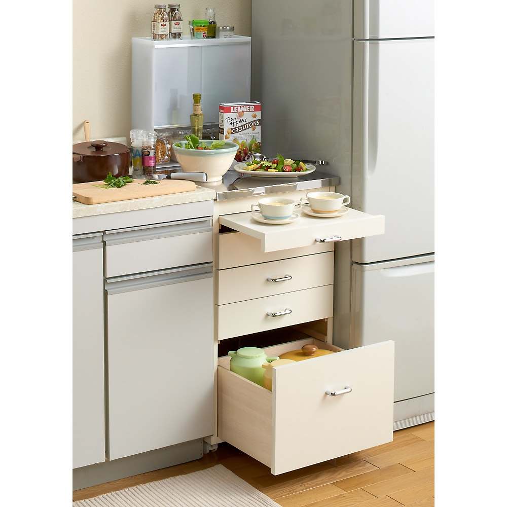 幅44.5奥行55cm］ ステンレス天板隙間収納 引き出しタイプ 完成品 日本