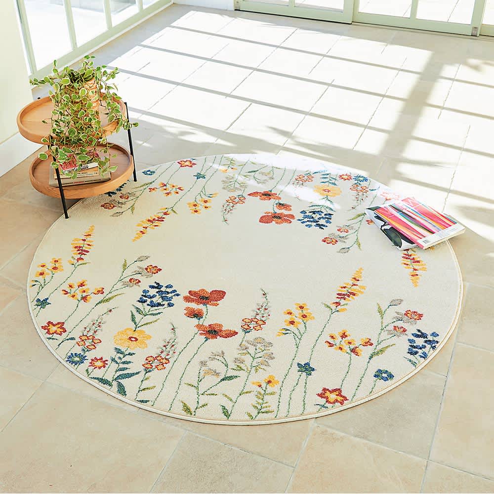 ベルギー製ウィルトン織 花柄ラグ 円形 通販 - ディノス