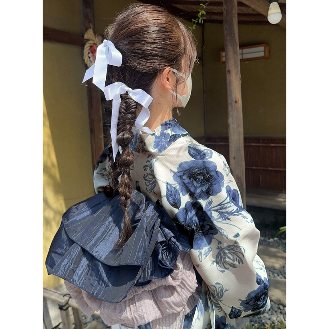 GRL - GRL 花柄浴衣 帯セット ブルー 水彩 モダン 古典 夏 yukata 新品