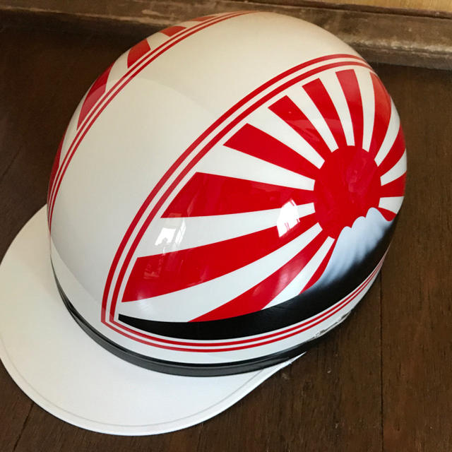 新品塗装品 定番赤白カラー 富士日章 コルク半 ヘルメット 当時風の