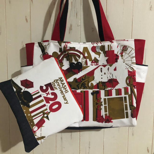 嵐 ライブ T シャツ リメイク トートバッグ＆ポーチの通販 by ナムル