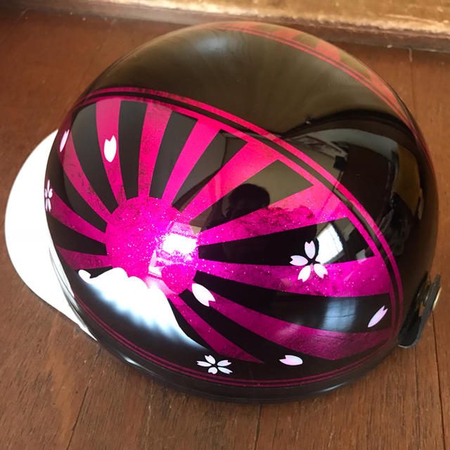 キャンディーピンクラメ ラップ塗装 コルク半 ヘルメット ビクスク ZX