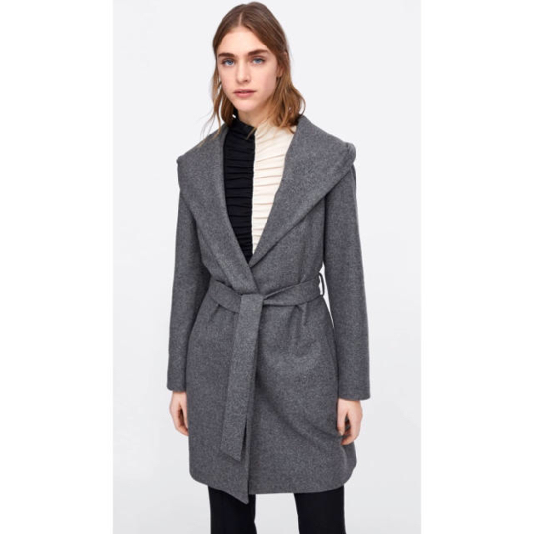 ZARA - 新品☆ZARA ザラ ベルト&フード付きコート アウターの通販 by
