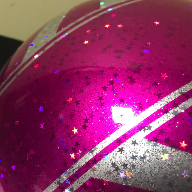 星型ラメ キャンディーピンク 富士日章 コルク半 ヘルメット 桜吹雪 の