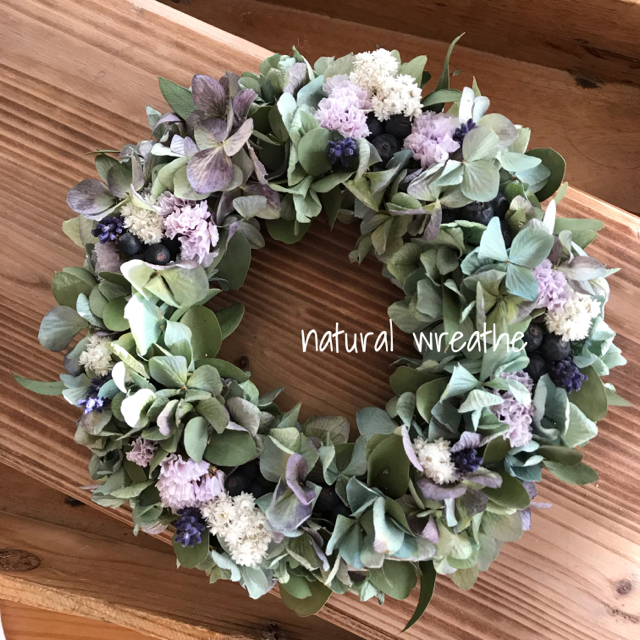 紫陽花とユーカリのドライフラワーリースの通販 by peko's shop｜ラクマ